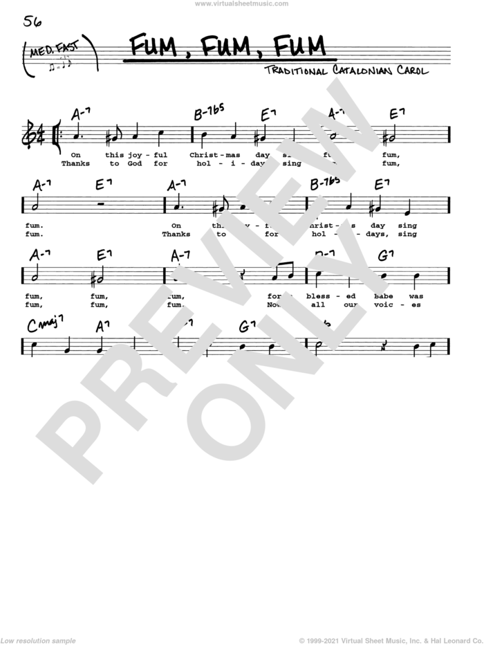 Fum, Fum, Fum sheet music for voice and other instruments (real book with lyrics), intermediate skill level
