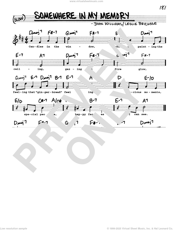 Somewhere In My Memory sheet music for voice and other instruments (real book with lyrics) by John Williams, intermediate skill level