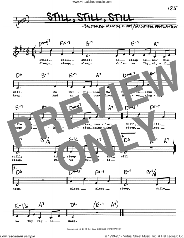 Still, Still, Still sheet music for voice and other instruments (real book with lyrics) by Salzburg Melody c.1819 and Miscellaneous, intermediate skill level