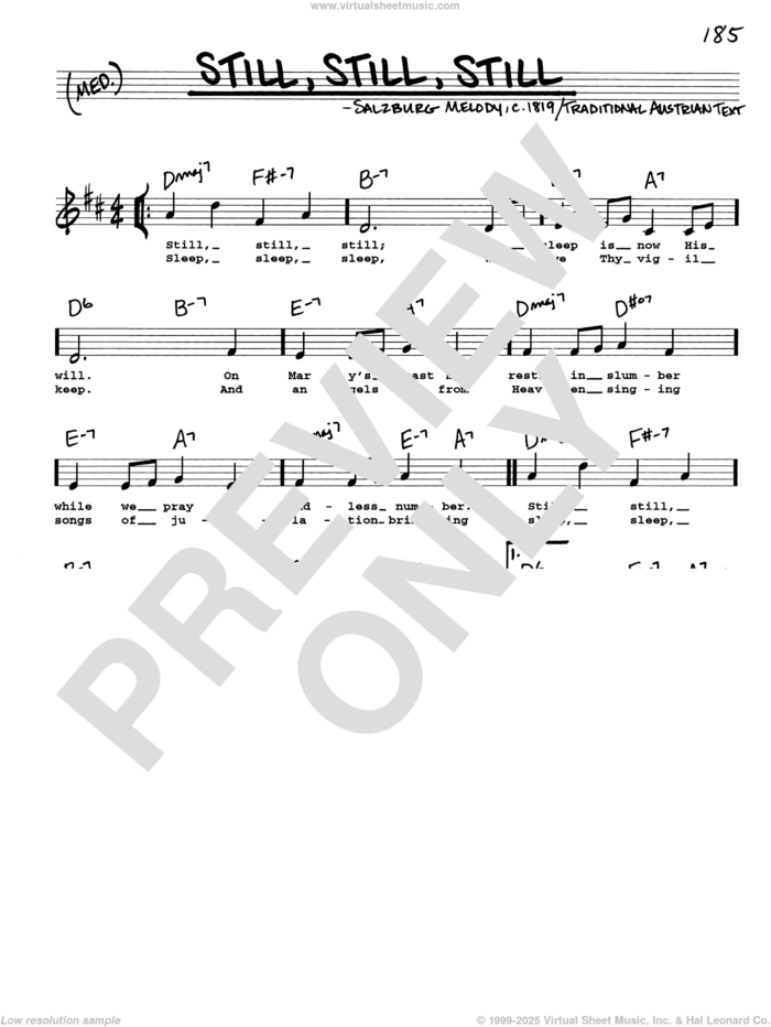 Still, Still, Still sheet music for voice and other instruments (real book with lyrics) by Salzburg Melody c.1819 and Miscellaneous, intermediate skill level