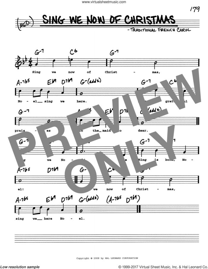 Sing We Now Of Christmas sheet music for voice and other instruments (real book with lyrics), intermediate skill level