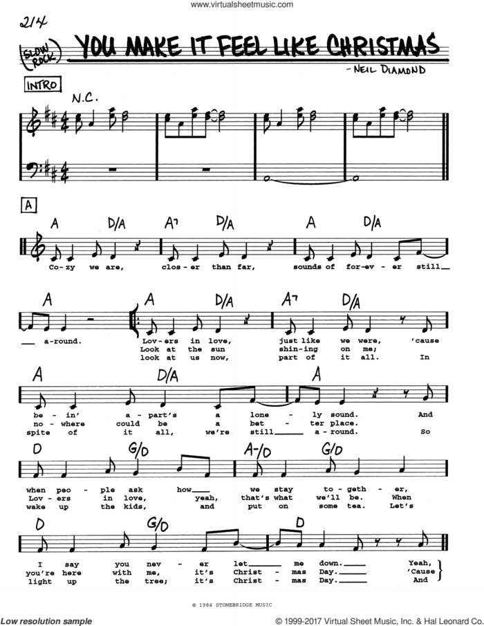 You Make It Feel Like Christmas sheet music for voice and other instruments (real book with lyrics) by Neil Diamond, intermediate skill level