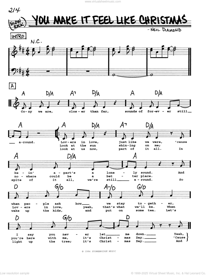 You Make It Feel Like Christmas sheet music for voice and other instruments (real book with lyrics) by Neil Diamond, intermediate skill level