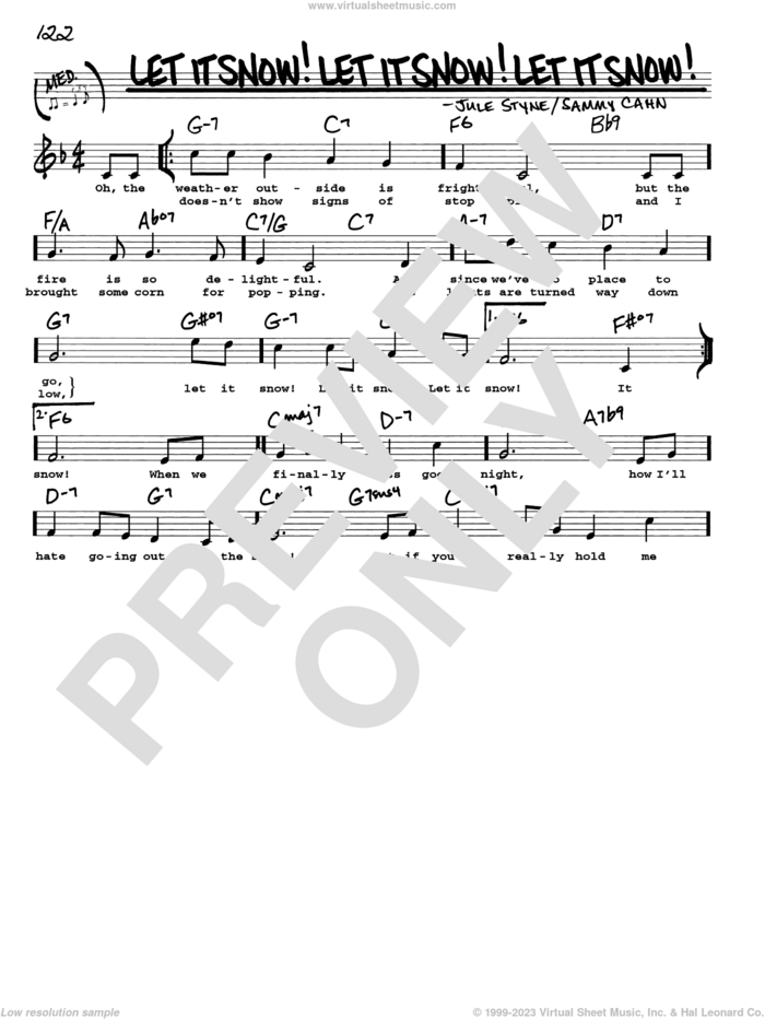 Let It Snow! Let It Snow! Let It Snow! sheet music for voice and other instruments (real book with lyrics) by Sammy Cahn and Jule Styne, intermediate skill level