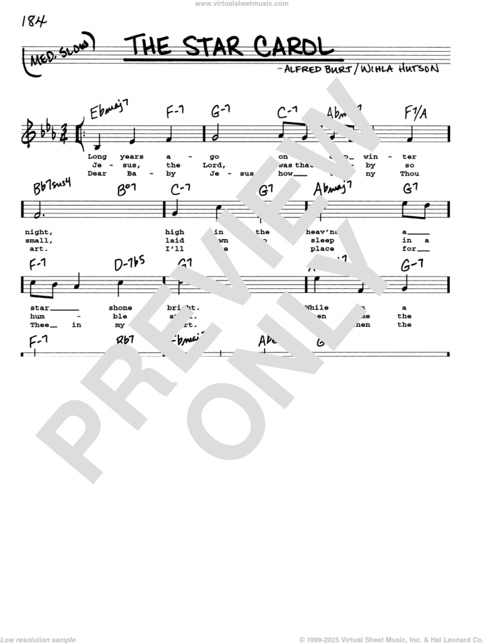 The Star Carol sheet music for voice and other instruments (real book with lyrics) by Alfred Burt and Wihla Hutson, intermediate skill level