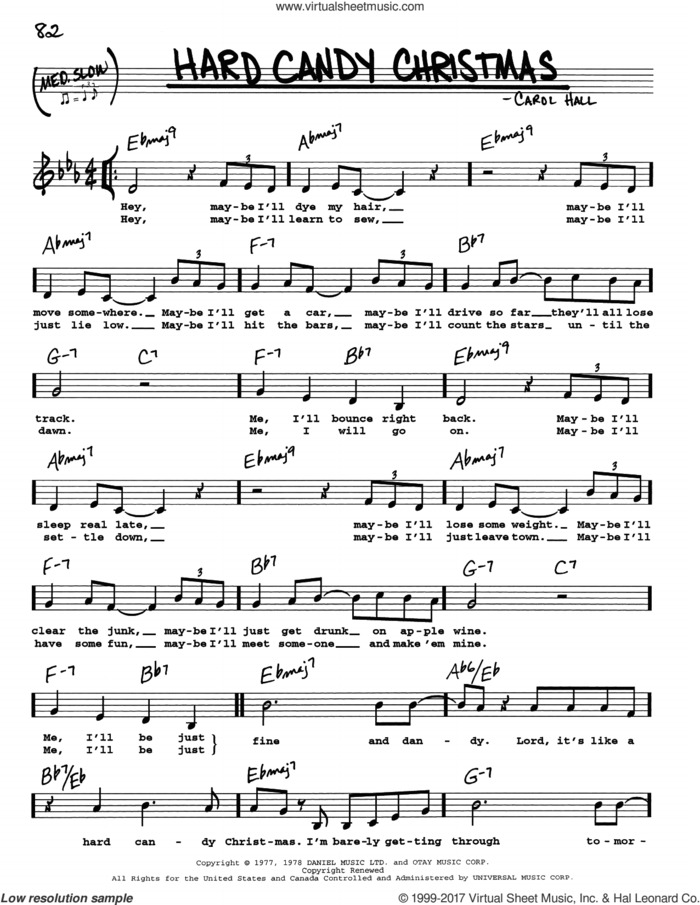 Hard Candy Christmas sheet music for voice and other instruments (real book with lyrics) by Dolly Parton and Carol Hall, intermediate skill level