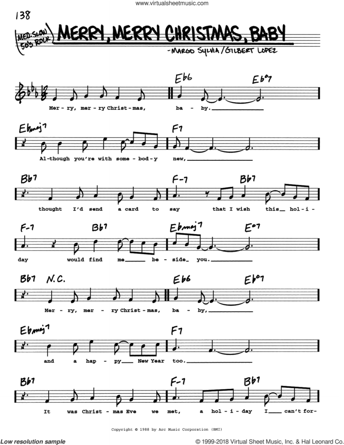 Merry, Merry Christmas Baby sheet music for voice and other instruments (real book with lyrics) by Gilbert Lopez and Margo Sylvia, intermediate skill level