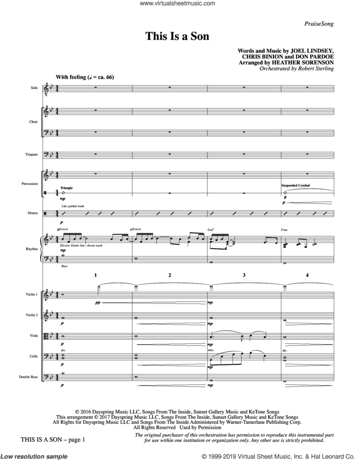 This Is a Son (COMPLETE) sheet music for orchestra/band by Heather Sorenson, Chris Binion, Don Pardoe, Jody McBrayer and Joel Lindsey, intermediate skill level