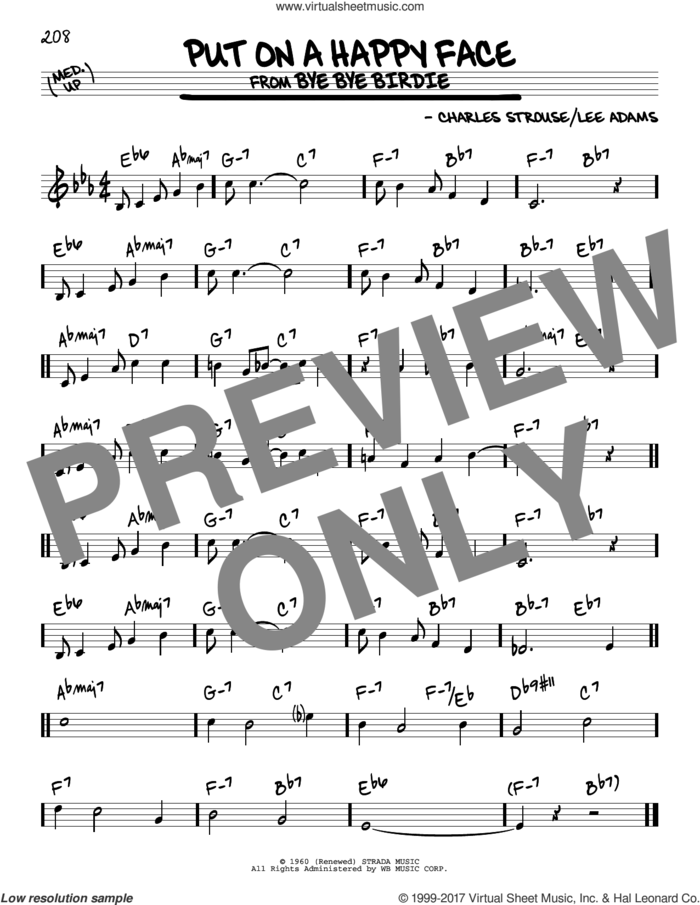 Put On A Happy Face sheet music for voice and other instruments (real book) by Charles Strouse and Lee Adams, intermediate skill level