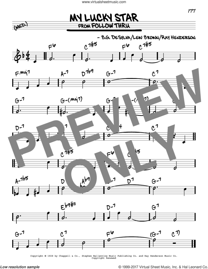 My Lucky Star sheet music for voice and other instruments (real book) by Buddy DeSylva, Lew Brown and Ray Henderson, intermediate skill level