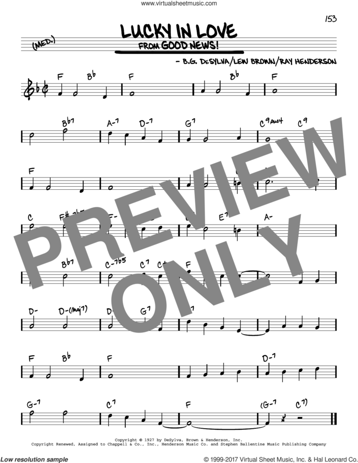 Lucky In Love sheet music for voice and other instruments (real book) by Buddy DeSylva, Lew Brown and Ray Henderson, intermediate skill level