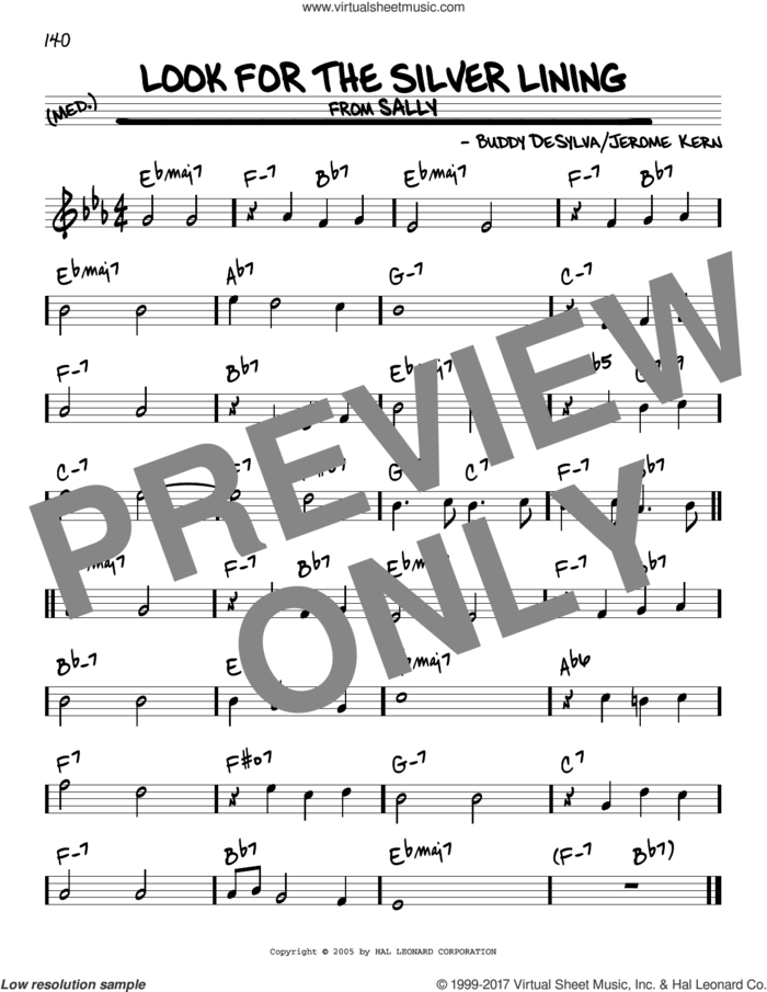 Look For The Silver Lining sheet music for voice and other instruments (real book) by Jerome Kern and Buddy DeSylva, intermediate skill level
