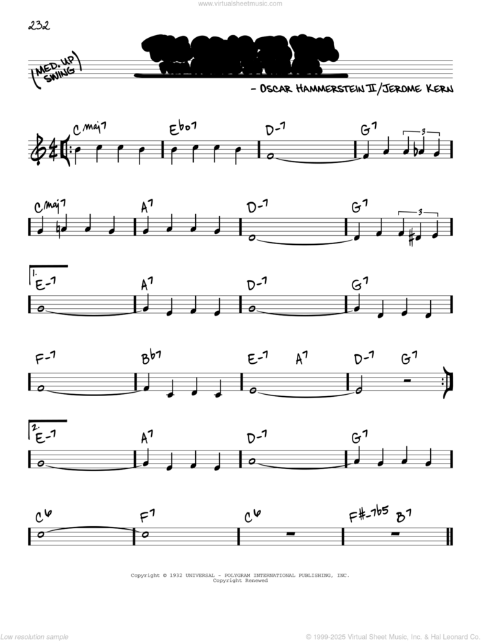 The Song Is You sheet music for voice and other instruments (real book) by Oscar II Hammerstein and Jerome Kern, intermediate skill level