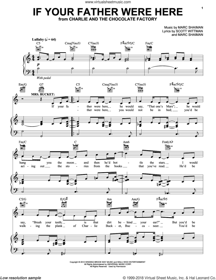 If Your Father Were Here sheet music for voice and piano by Marc Shaiman, Roald Dahl and Scott Wittman, intermediate skill level