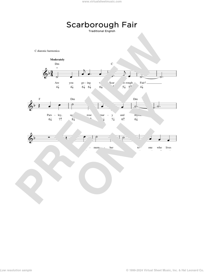 Scarborough Fair sheet music for harmonica solo, intermediate skill level