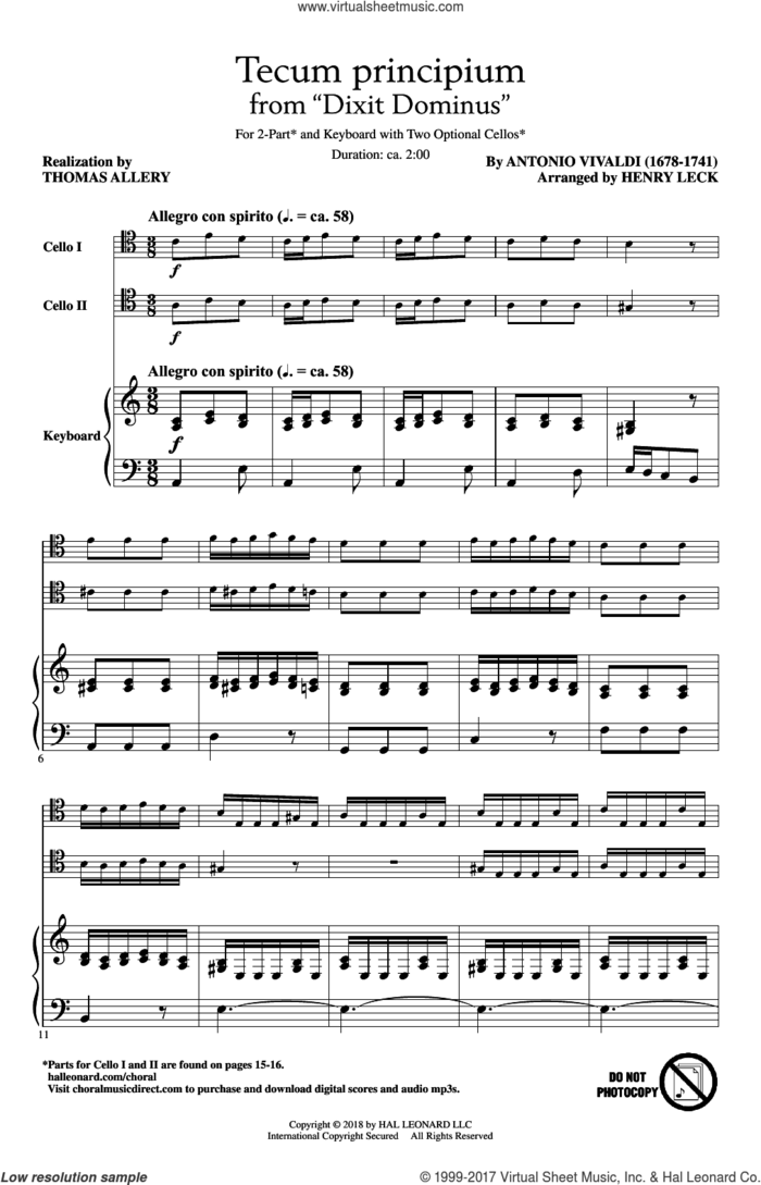 Tecum Principium sheet music for choir (2-Part) by Henry Leck, Antonio Vivaldi and Thomas Allery, intermediate duet