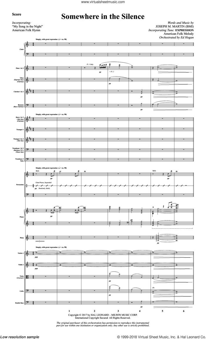 Somewhere in the Silence (COMPLETE) sheet music for orchestra/band by Joseph M. Martin, intermediate skill level
