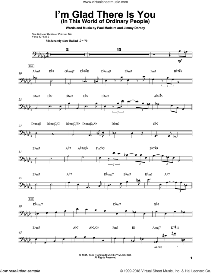 I'm Glad There Is You (In This World Of Ordinary People) sheet music for brass ensemble (transcription) by Ray Brown, Jimmy Dorsey and Paul Madeira, intermediate skill level