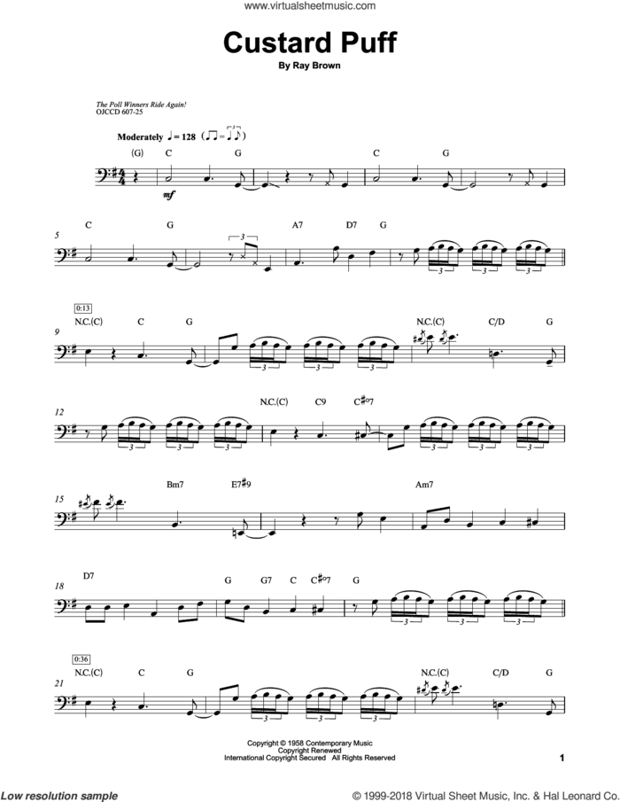 Custard Puff sheet music for brass ensemble (transcription) by Ray Brown, intermediate skill level