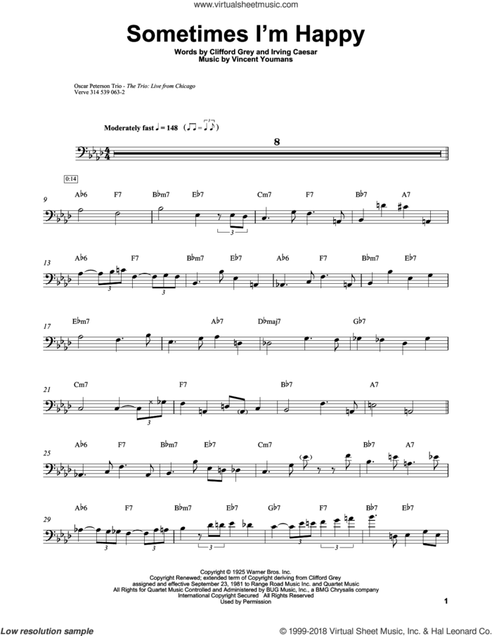 Sometimes I'm Happy sheet music for brass ensemble (transcription) by Ray Brown, Clifford Grey, Irving Caesar and Vincent Youmans, intermediate skill level