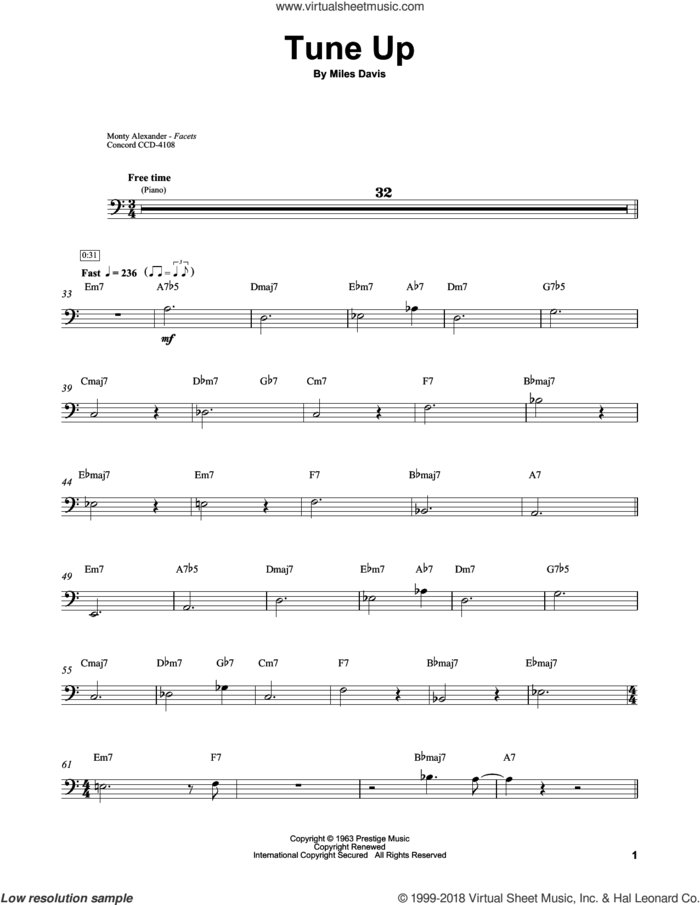 Tune Up sheet music for brass ensemble (transcription) by Ray Brown and Miles Davis, intermediate skill level