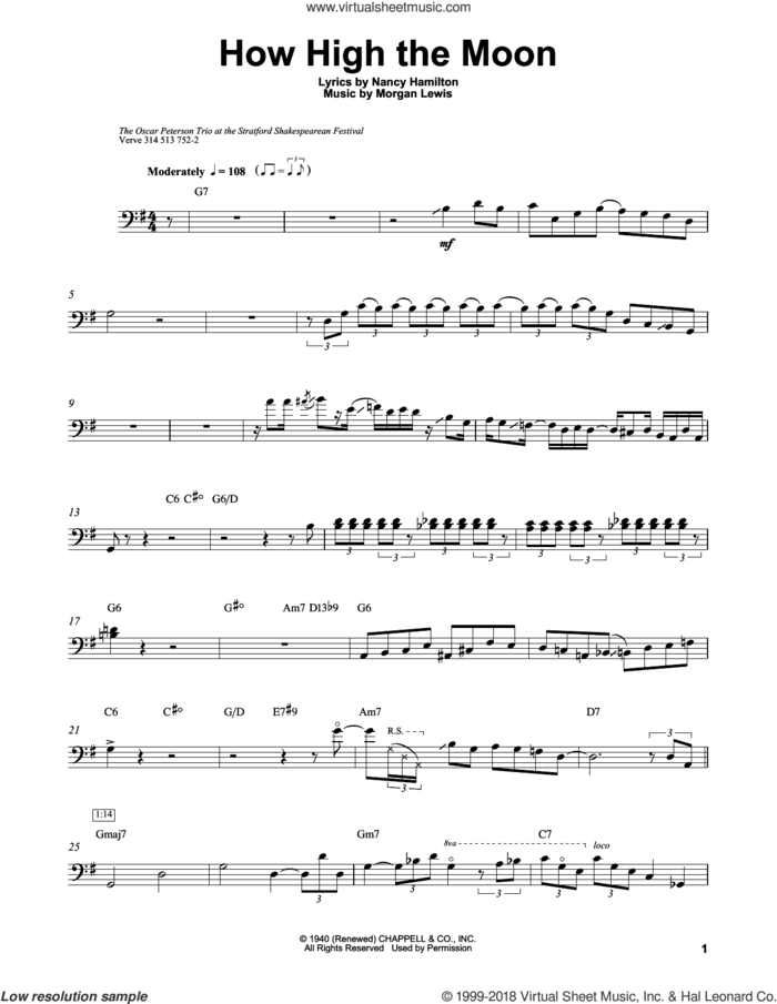 How High The Moon sheet music for brass ensemble (transcription) by Ray Brown, Morgan Lewis and Nancy Hamilton, intermediate skill level