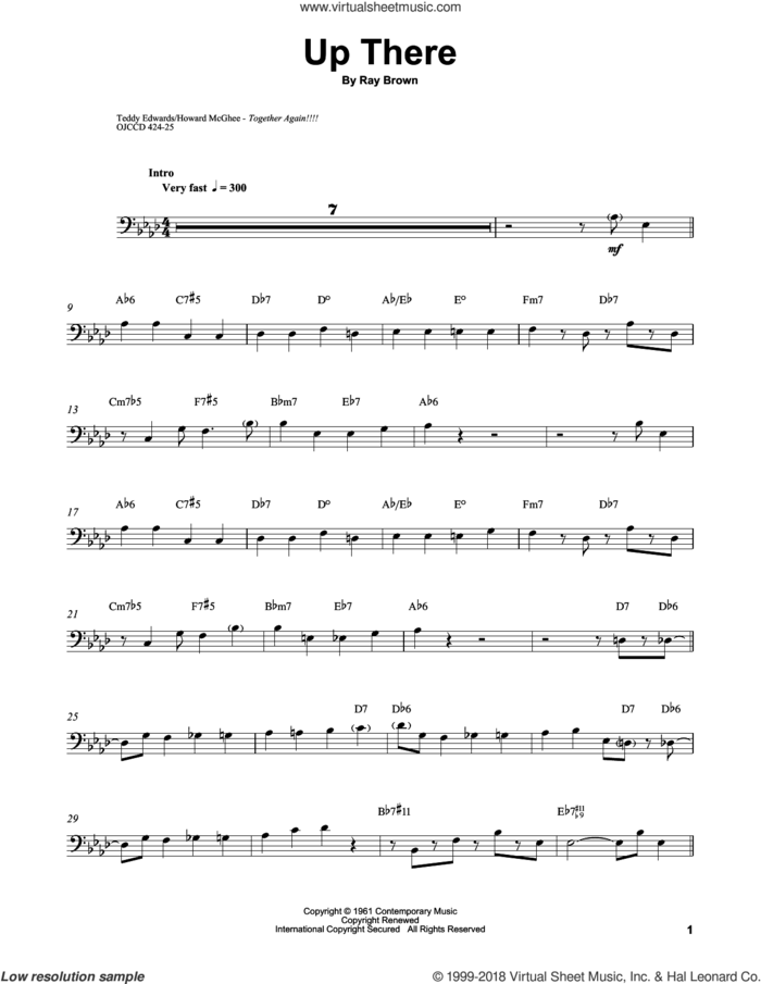 Up There sheet music for brass ensemble (transcription) by Ray Brown, intermediate skill level
