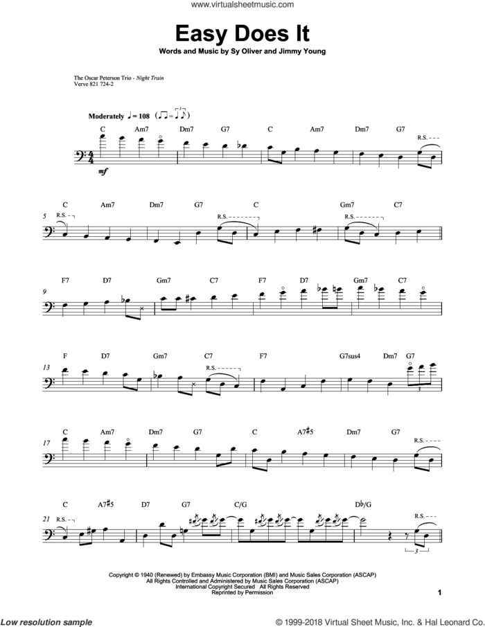 Easy Does It sheet music for brass ensemble (transcription) by Ray Brown, Jimmy Young and Sy Oliver, intermediate skill level