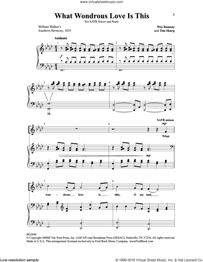 What Wondrous Love Is This sheet music for choir (SATB: soprano, alto, tenor, bass) by Tim Sharp, Billy Walker and Wes Ramsay, intermediate skill level