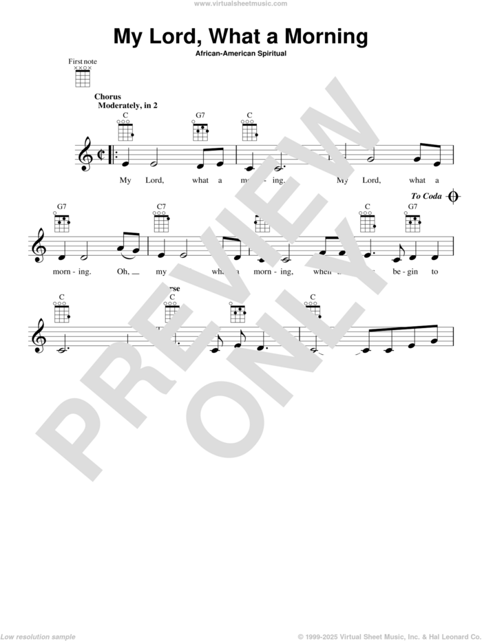 My Lord, What A Morning (from The Daily Ukulele) sheet music for ukulele, intermediate skill level