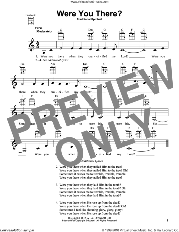 Were You There? sheet music for ukulele  and Charles Winfred Douglas (Harm), intermediate skill level