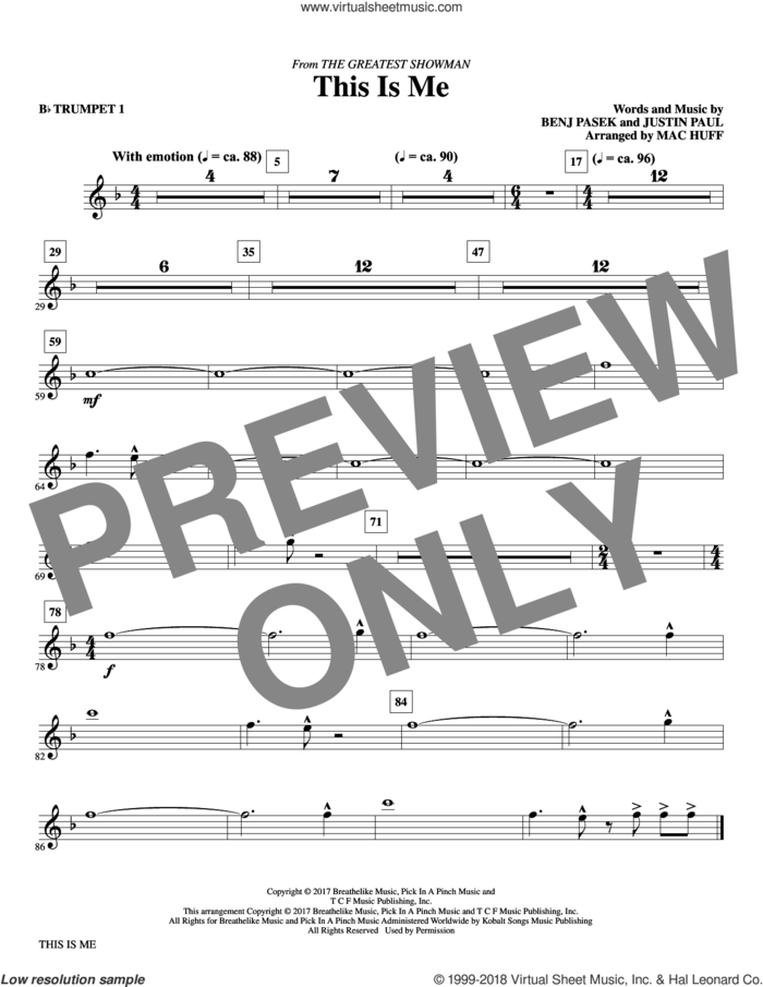 This Is Me (from The Greatest Showman) (arr. Mac Huff) (complete set of parts) sheet music for orchestra/band by Mac Huff, Benj Pasek, Justin Paul and Pasek & Paul, intermediate skill level