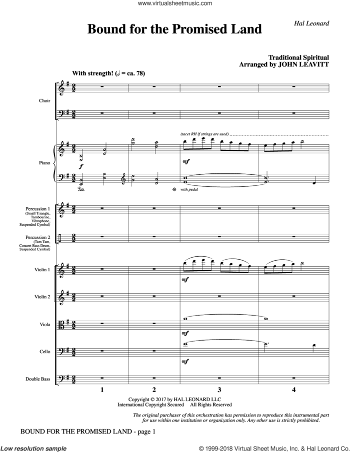 Bound for the Promised Land (COMPLETE) sheet music for orchestra/band by John Leavitt and Miscellaneous, intermediate skill level
