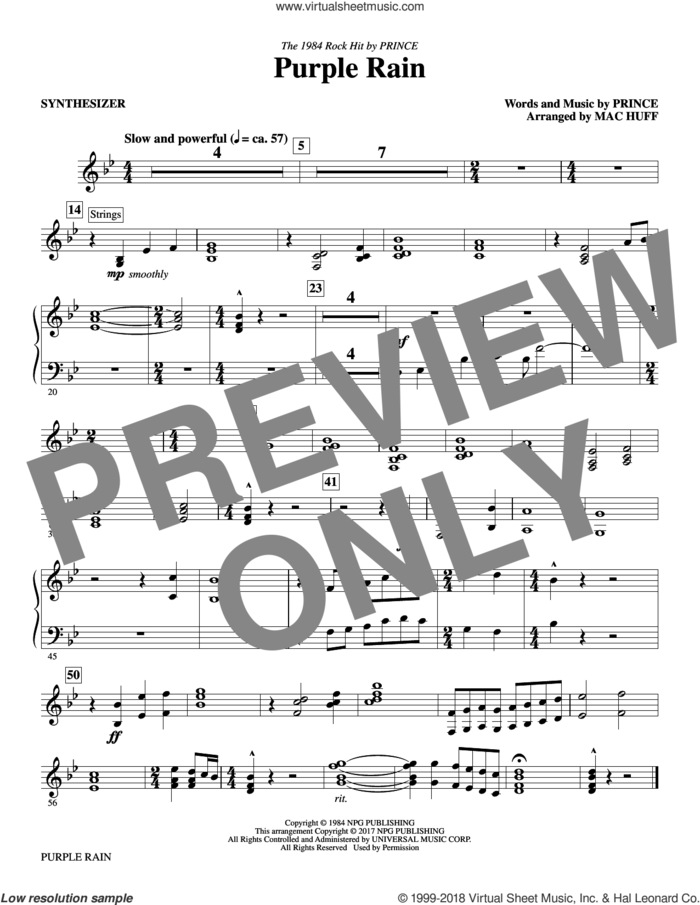 Purple Rain (complete set of parts) sheet music for orchestra/band by Mac Huff and Prince, intermediate skill level
