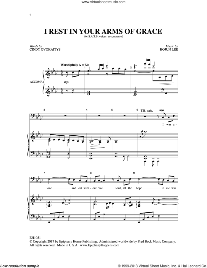 I Rest in Your Arms of Grace sheet music for choir (SATB: soprano, alto, tenor, bass) by Hojun Lee and Cindy Ovokaitys, intermediate skill level