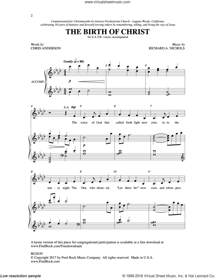The Birth of Christ sheet music for choir (SATB: soprano, alto, tenor, bass) by Charles McCartha and John S.B. Monsell, intermediate skill level