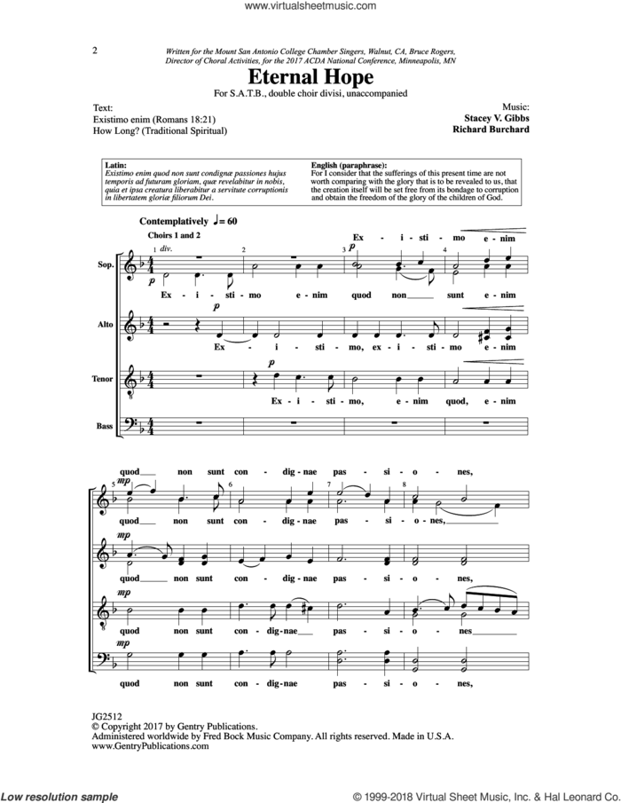 Eternal Hope sheet music for choir (SATB: soprano, alto, tenor, bass) by Richard Burchard and Stacey V. Gibbs, intermediate skill level