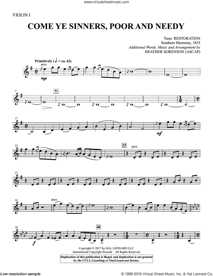 Come, Ye Sinners, Poor and Needy (complete set of parts) sheet music for orchestra/band by Heather Sorenson, Joseph Barnaby and Joseph Hart, intermediate skill level