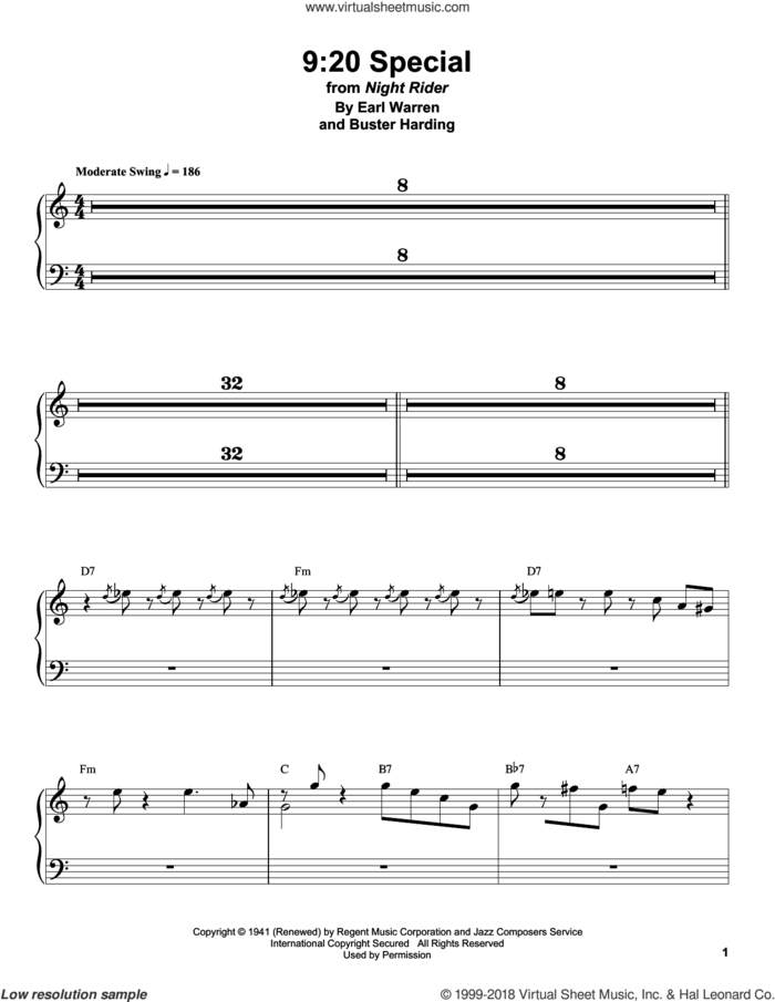 9:20 Special sheet music for piano solo (transcription) by Count Basie and Earl Warren, intermediate piano (transcription)