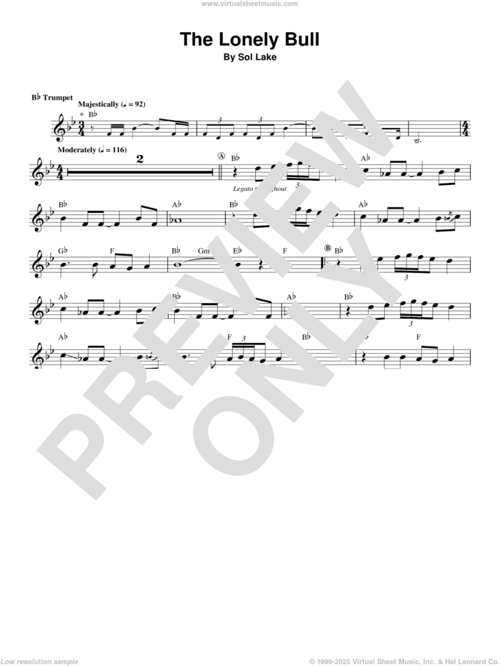 The Lonely Bull sheet music for trumpet solo (transcription) by Herb Alpert and Sol Lake, intermediate trumpet (transcription)