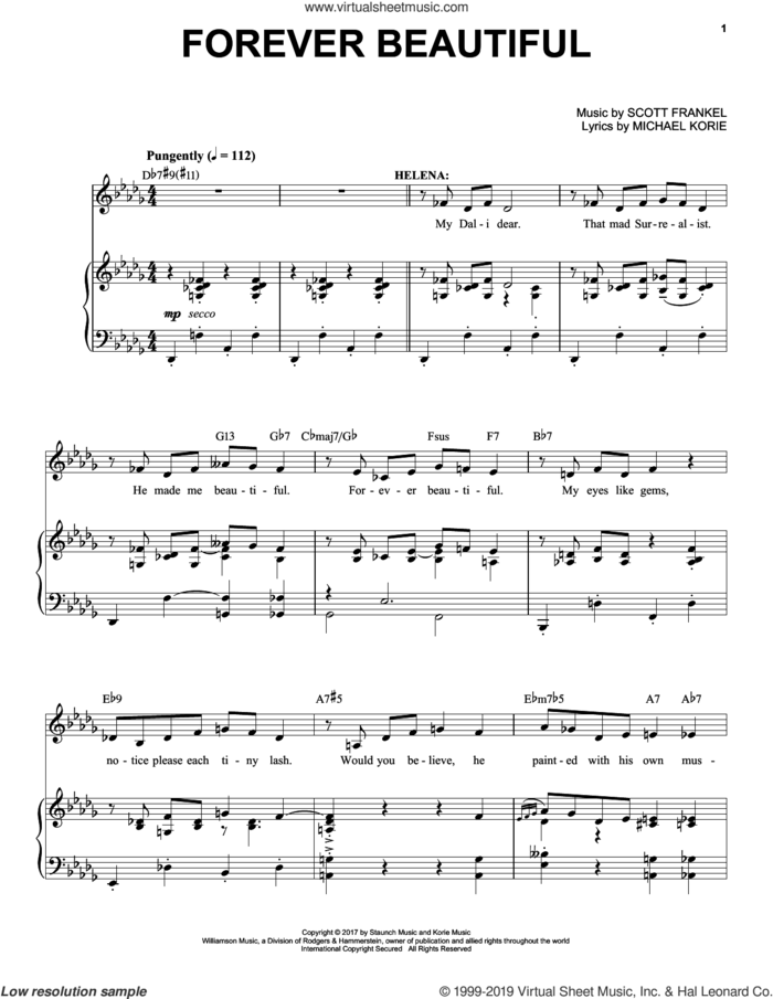 Forever Beautiful sheet music for voice and piano by Scott Frankel & Michael Korie, Michael Korie and Scott Frankel, intermediate skill level