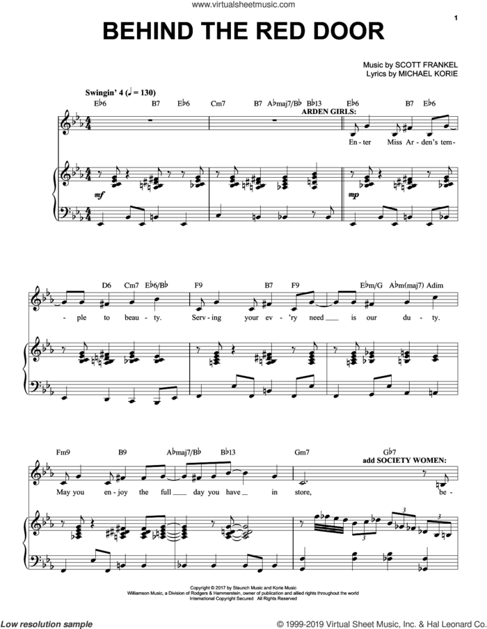 Behind The Red Door sheet music for voice and piano by Scott Frankel & Michael Korie, Michael Korie and Scott Frankel, intermediate skill level