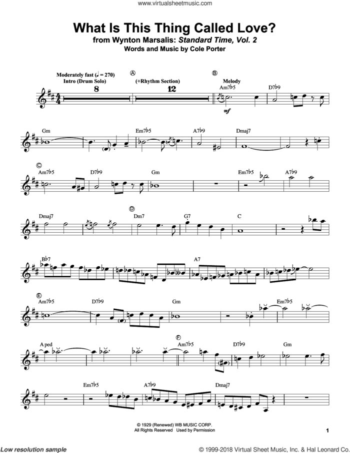 What Is This Thing Called Love? sheet music for trumpet solo (transcription) by Cole Porter and Frank Sinatra, intermediate trumpet (transcription)