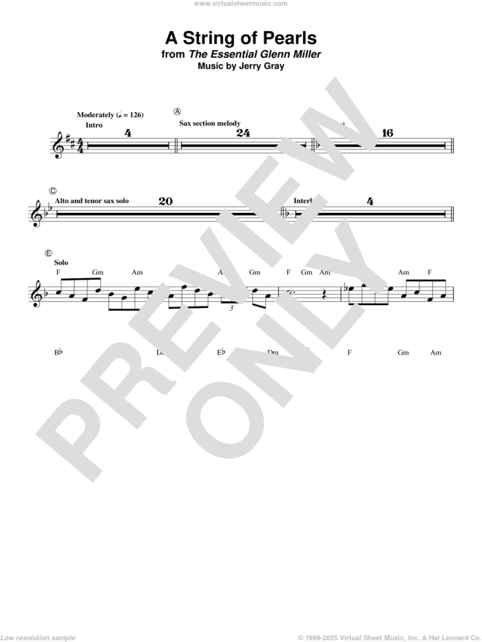 A String Of Pearls sheet music for trumpet solo (transcription) by Bobby Hackett, Eddie DeLange and Jerry Gray, intermediate trumpet (transcription)