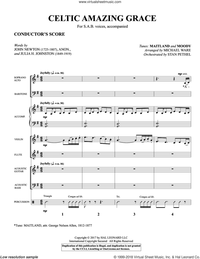 Celtic Amazing Grace (COMPLETE) sheet music for orchestra/band by John Newton, Julia Johnson and Michael Ware, intermediate skill level