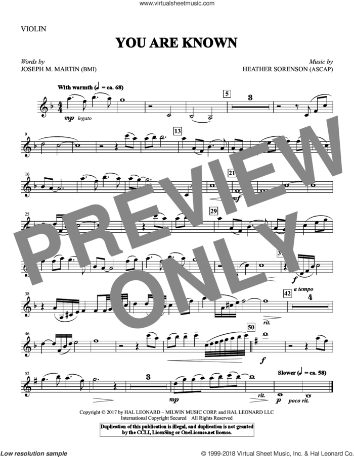 You Are Known (complete set of parts) sheet music for orchestra/band by Joseph M. Martin and Heather Sorenson, intermediate skill level