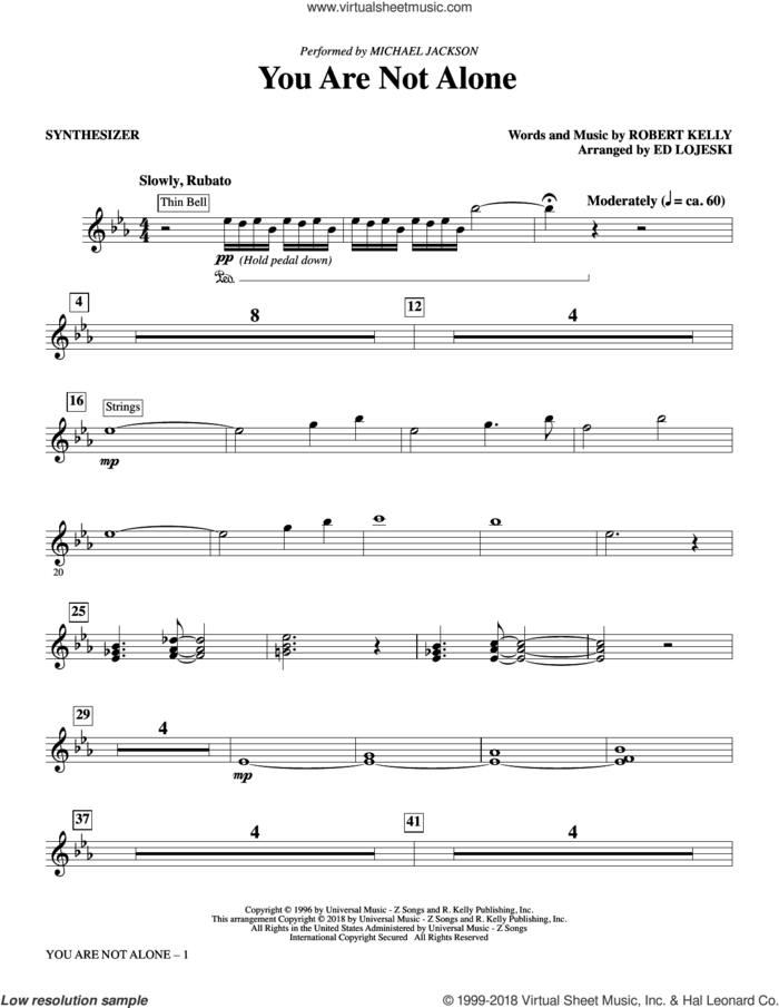 You Are Not Alone (complete set of parts) sheet music for orchestra/band by Ed Lojeski, Michael Jackson and Robert Kelly, intermediate skill level