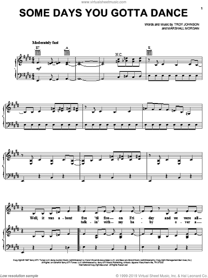Some Days You Gotta Dance sheet music for voice, piano or guitar by The Chicks, Dixie Chicks, Marshall Morgan and Troy Johnson, intermediate skill level