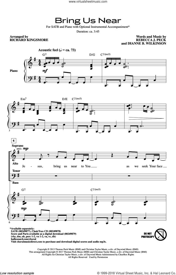 Bring Us Near sheet music for choir (SATB: soprano, alto, tenor, bass) by Dianne Wilkinson, Richard Kingsmore and Rebecca Peck, intermediate skill level