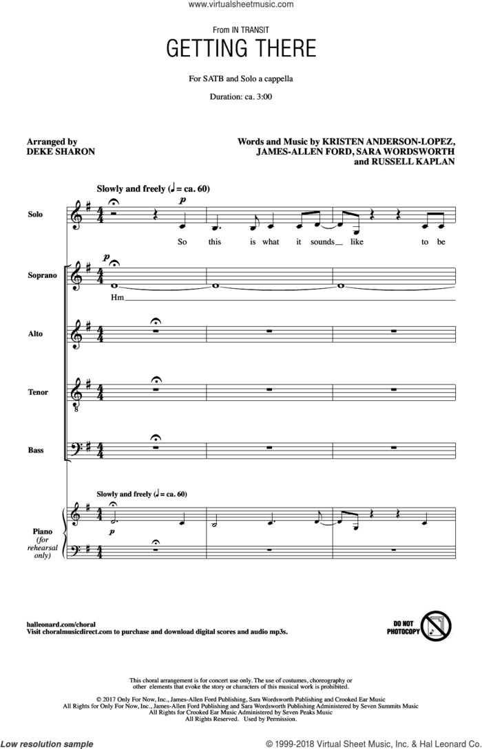Getting There sheet music for choir by Kristen Anderson-Lopez, Deke Sharon, Russell Kaplan, James-Allen Ford, Russ Kaplan and Sara Wordsworth, intermediate skill level